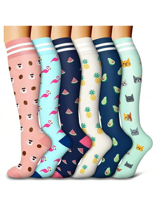 Emoji Colour Compression Socks 6 Pairs